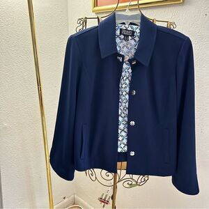 Dennis Basso Women’s Navy Blue Blazer – Size 12 – NWOT – Lined, Shoulder Pads, E